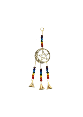 Moon Pentacle Brass Chime with Beads