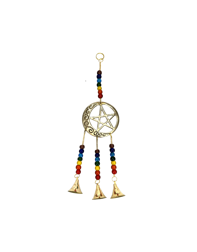 Moon Pentacle Brass Chime with Beads