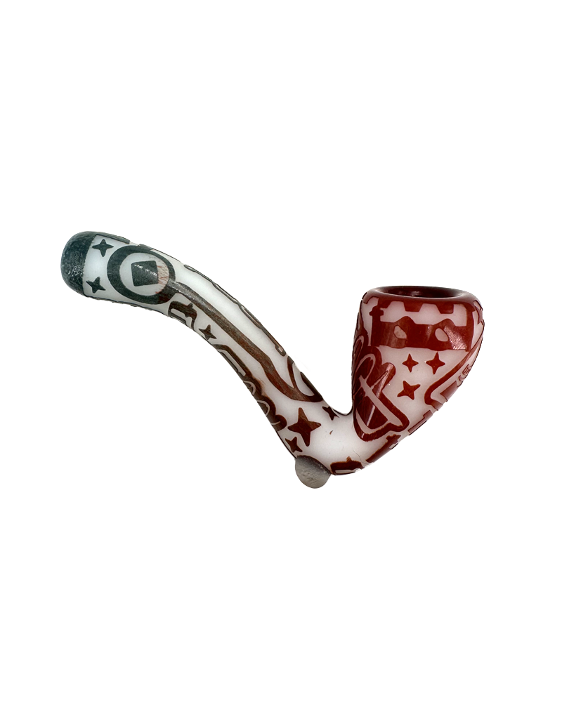 5" Thinkboro Tool Sandblasted Hand Pipe Red and Grey