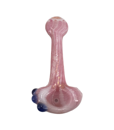 Overcash Glass 5" Overcash Egyptian Wrap and Rake Hand Pipe Pink