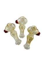 4" Cherry Glass Silver Fumed Skull Hand Pipe