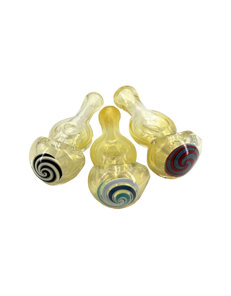 4" VEG Silver Fumed Donut and Linework Cap Hand Pipe