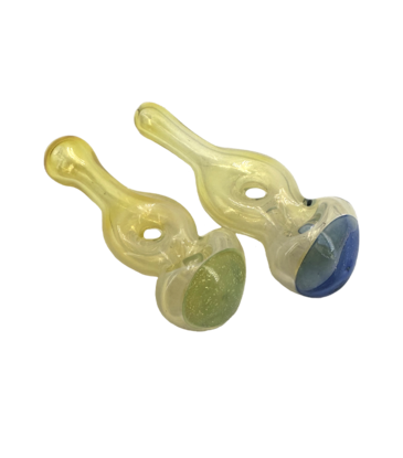 VEG Glass 4" VEG Silver Fumed Donut and Dicro Cap Hand Pipe