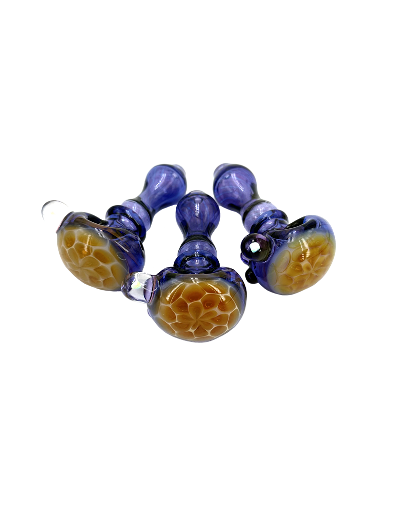 4" Rowland Midnight Honey Comb Cap Opal Bead Hand Pipe