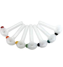 3.25" Import Killer White Hand Pipe With Color Accent