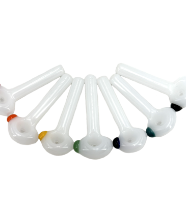 WWW Glass 3.25" Import Killer White Hand Pipe With Color Accent