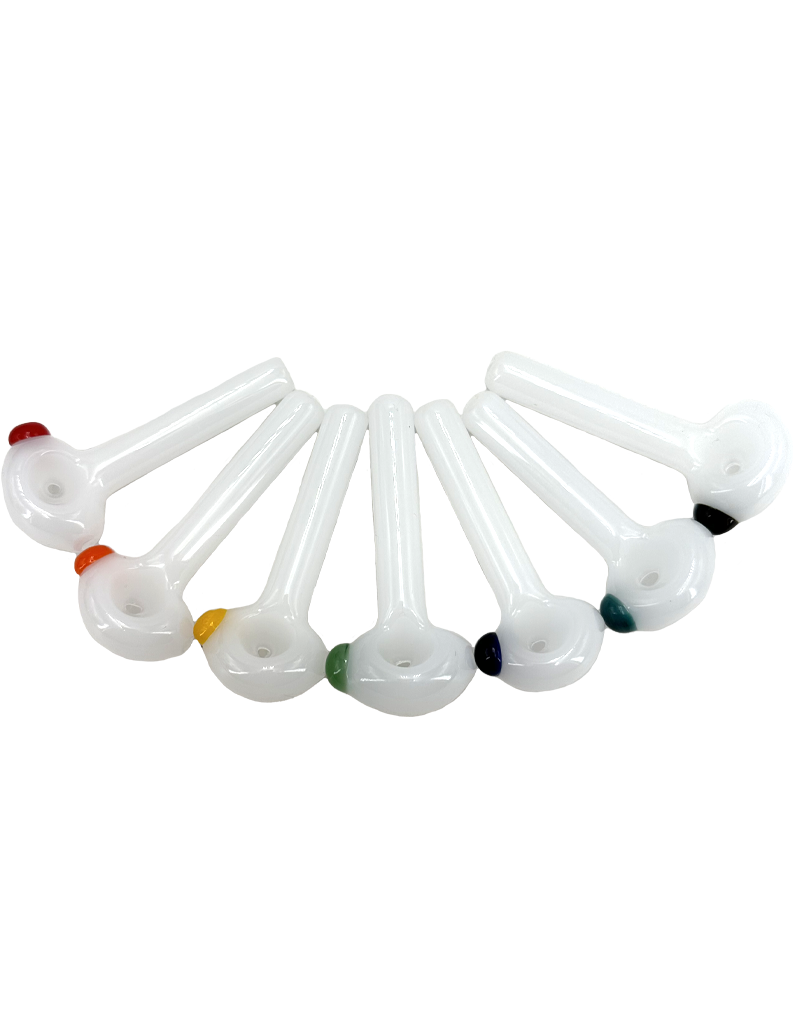 3.25" Import Killer White Hand Pipe With Color Accent