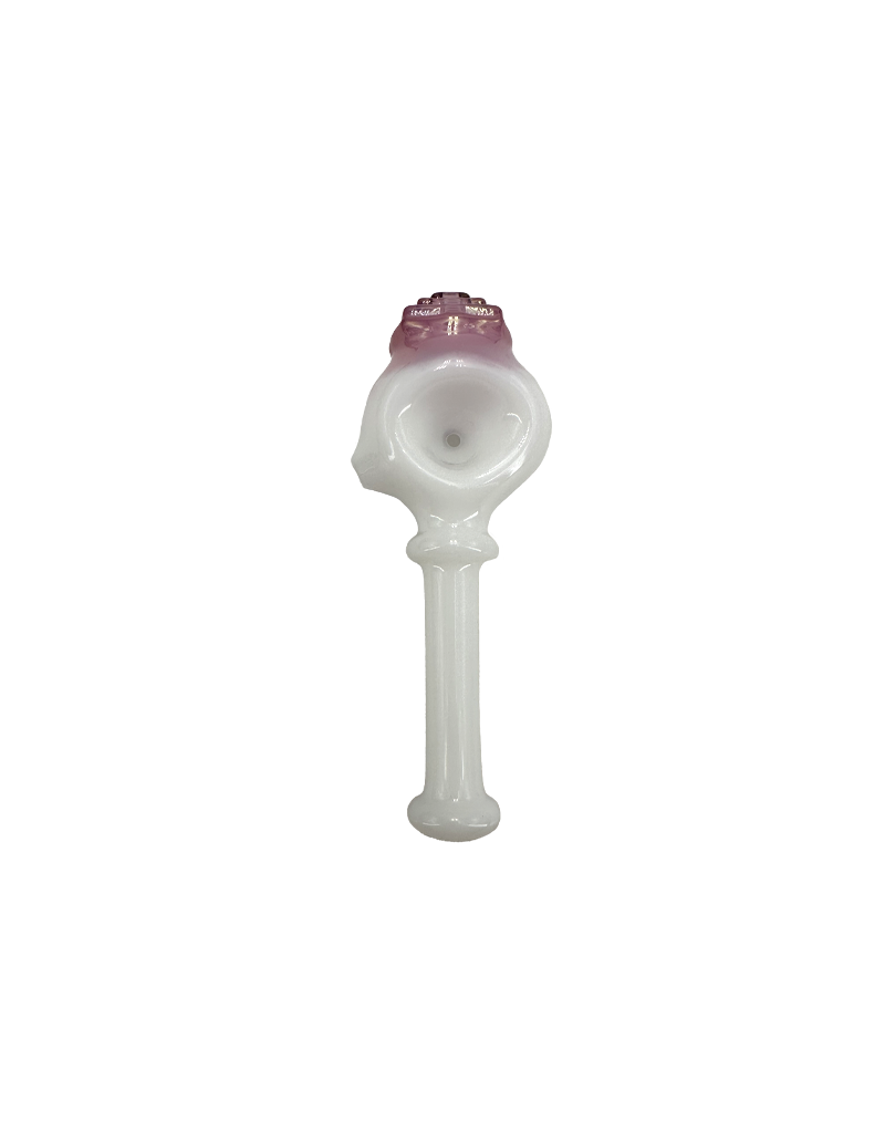 5" Lokee White and Pink Sculpted Cap Hand Pipe