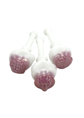 5" Lokee White and Pink Sculpted Cap Hand Pipe