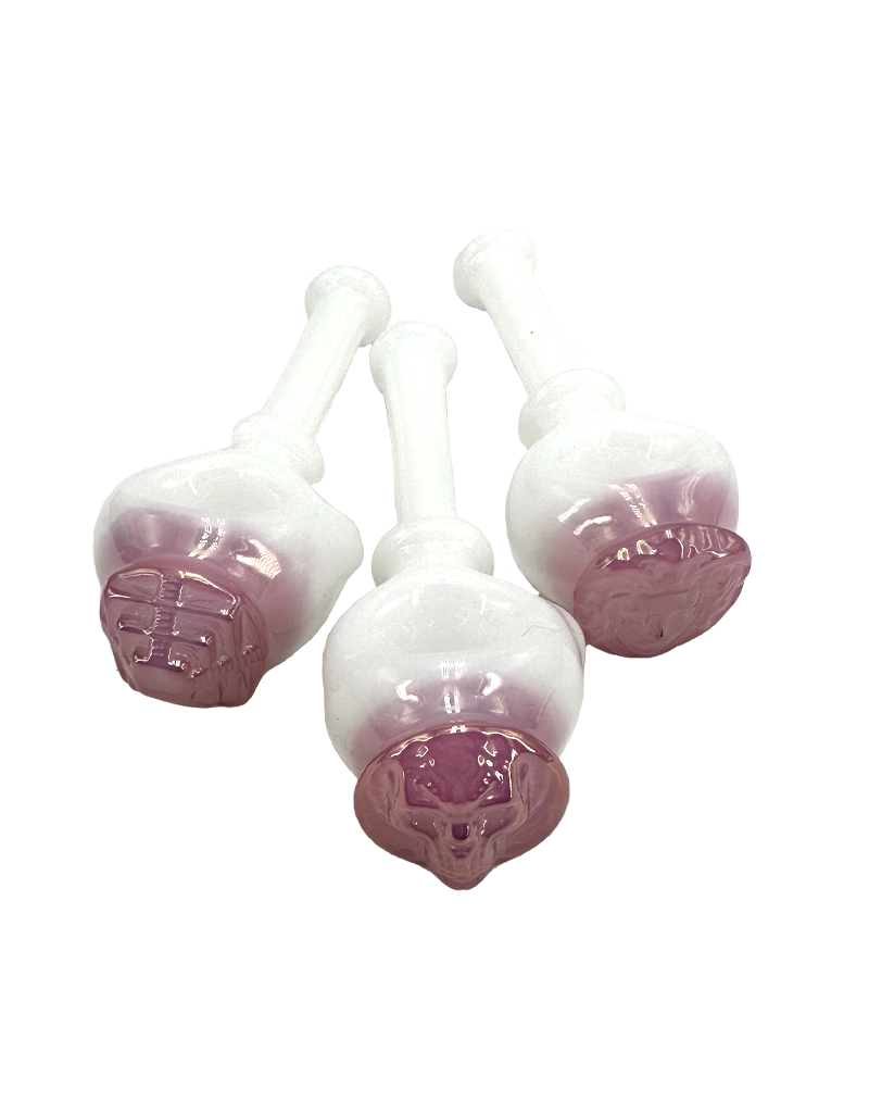 5" Lokee White and Pink Sculpted Cap Hand Pipe