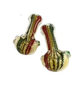 4" Silver Fumed Rasta Latticino Hand Pipe