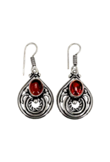 Aden's Ruby Tibetan White Metal Earrings