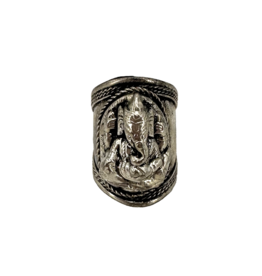 Lord Ganesh Tibetan Ring White Metal