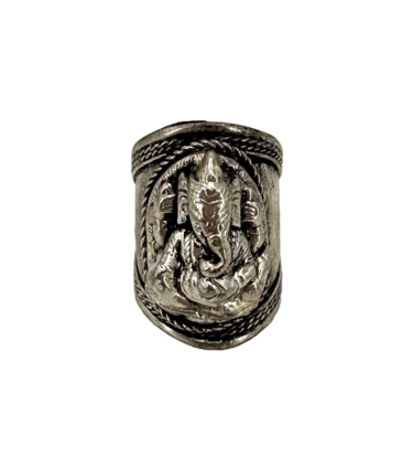 Lord Ganesh Tibetan Ring White Metal