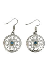 Mandala with Turquoise and White Metal Earrings