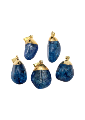 Blue Crackle Quartz Pendant with Gold Plating