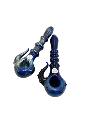 6" G Wiz Horned Blue Fumed Maria Hand Pipe