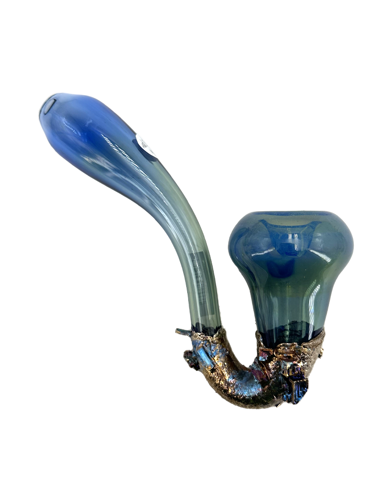 6" Bubsy Glass Bismuth Electroplated Fumed Sherlock Hand Pipe