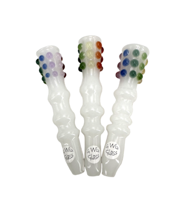 4" G Wiz White Triple Maria  Rainbow Dots Glass Bat