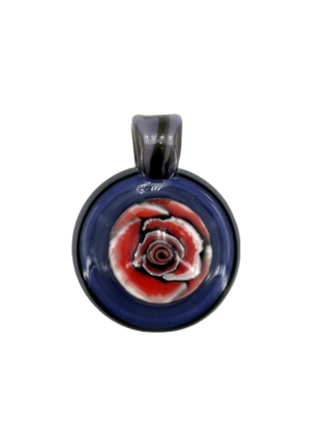 Weisman Glass Milli Chip Round Pendant Flower