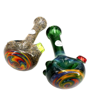 DankyBeard Glass 4.5" DankyBeard Glass Wig Wag Cap Frit Hand Pipe