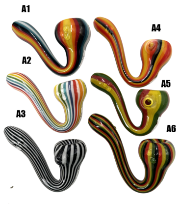 4" Hippie Hook Up Multi Color Line Work Sherlock Hand Pipe