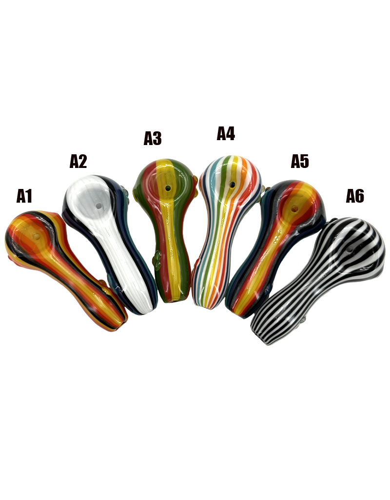 3.5" Hippie Hook Up Multi-Color Lined  Marty Hand Pipe