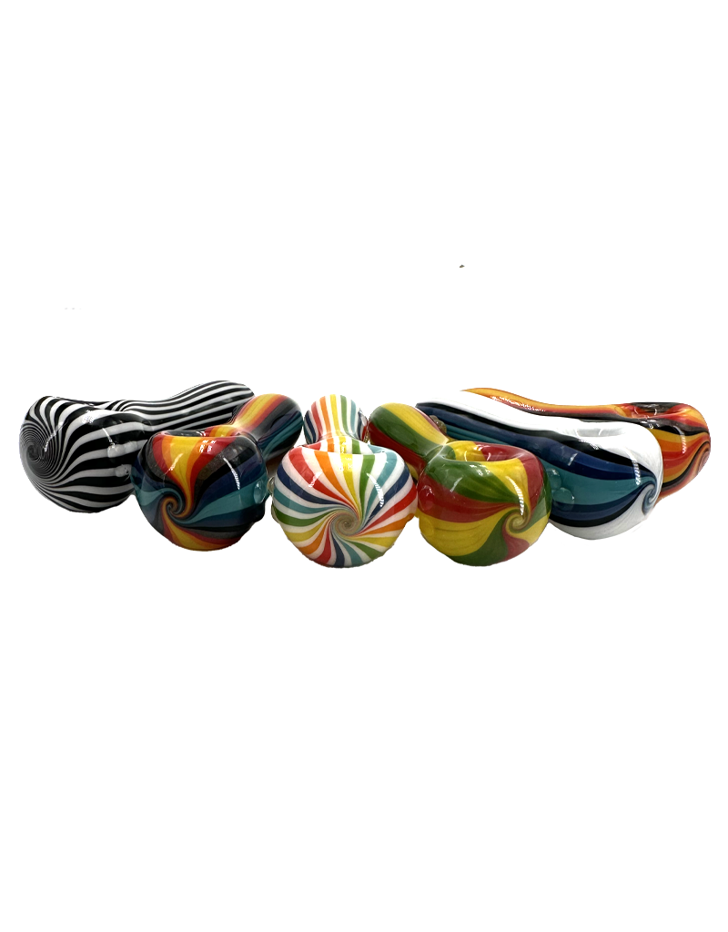 3.5" Hippie Hook Up Multi-Color Lined  Marty Hand Pipe