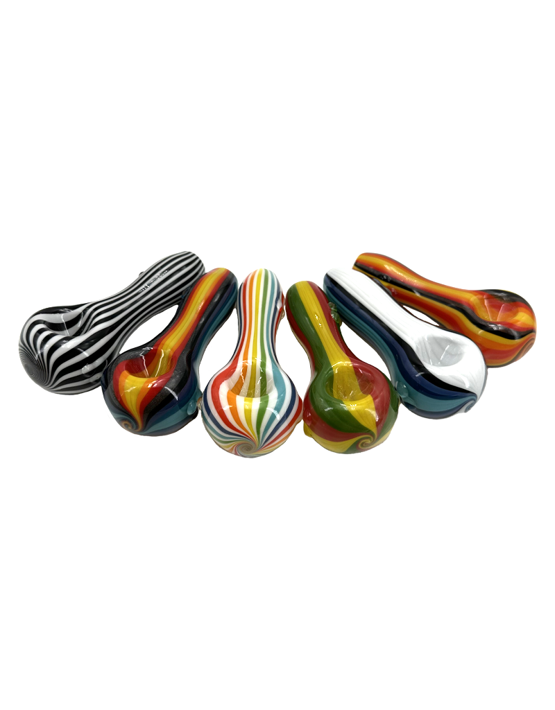 3.5" Hippie Hook Up Multi-Color Lined  Marty Hand Pipe