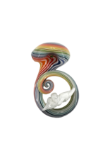 4" Hippie Hook Up Snake Tail Lined Hand Pipe White Rainbow