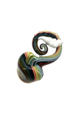 4" Hippie Hook Up Snake Tail Lined Hand Pipe Black Rainbow