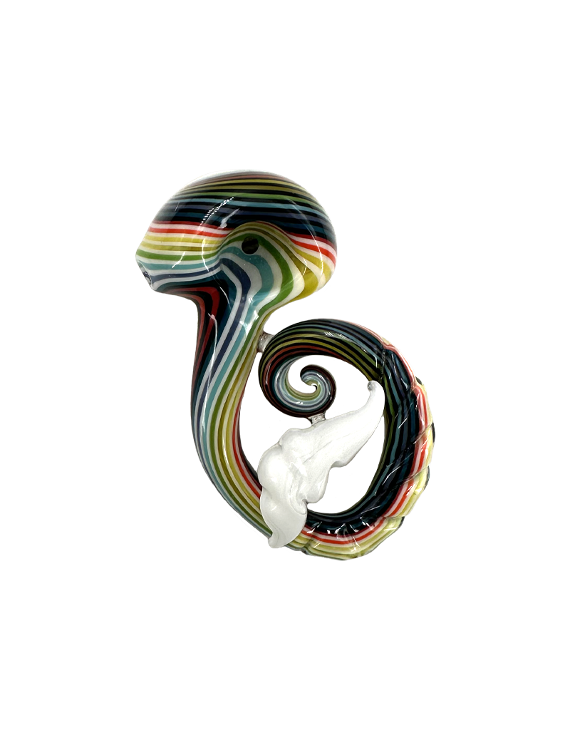 4" Hippie Hook Up Snake Tail Lined Hand Pipe Black Rainbow