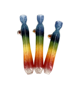 5" Rainbow Frit with Bead Accent Glass Bat