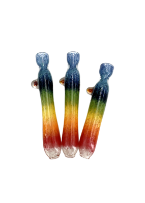 5" Rainbow Frit with Bead Accent Glass Bat