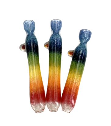 5" Rainbow Frit with Bead Accent Glass Bat