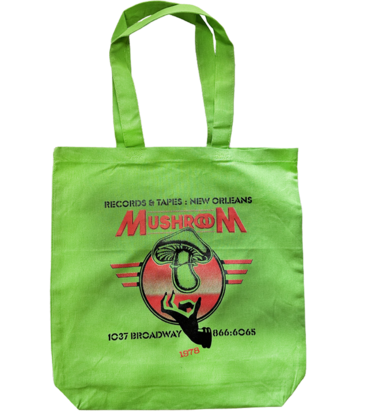 Mushroom Mushroom Escher Style Gusset Eco Tote Bag Lime Green