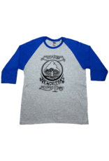 Mushroom Vintage Logo T-Shirt Raglan Grey and Royal Blue