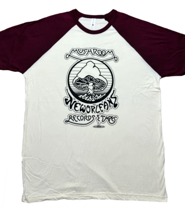 Mushroom Mushroom Vintage Logo Raglan T-shirt Natural and Maroon