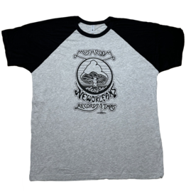 Mushroom Vintage Logo Raglan T-Shirt Grey and Black