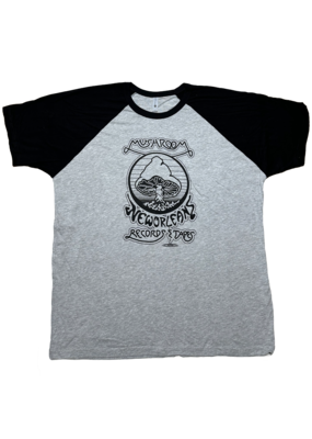 Mushroom Vintage Logo Raglan T-Shirt Grey and Black