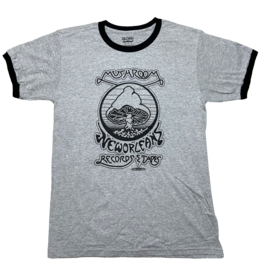 Mushroom Vintage Ringer T-Shirt Grey and Black