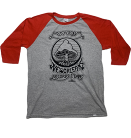 Mushroom Vintage Logo T-Shirt Raglan Grey and Red