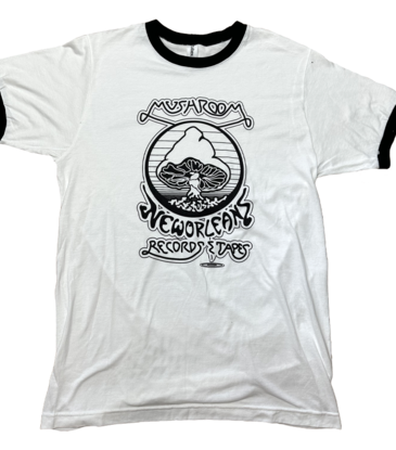 Mushroom Mushroom Vintage Ringer T-Shirt White and Black