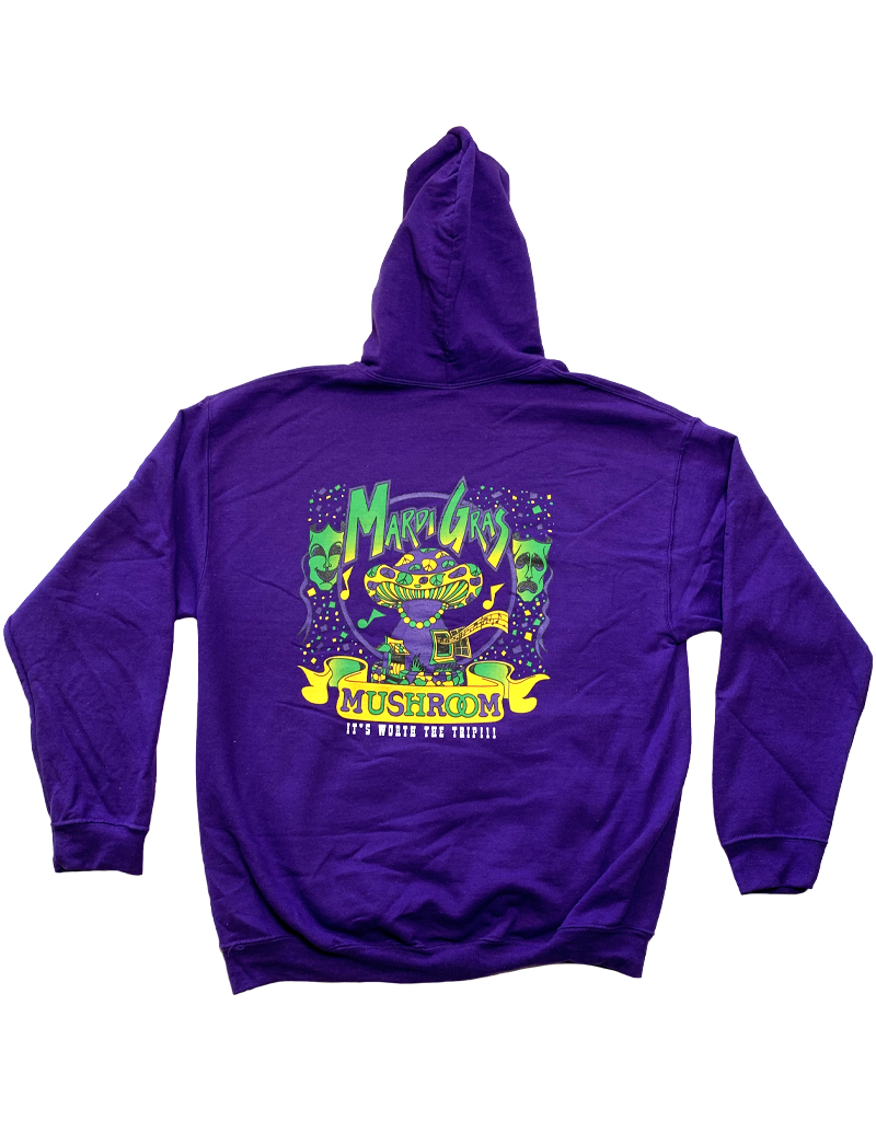 Mushroom Mardi Gras Zip-Up Hoodie Purple