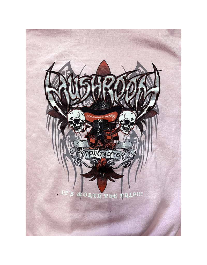 Mushroom Metal Logo Pullover Hoodie  Pink