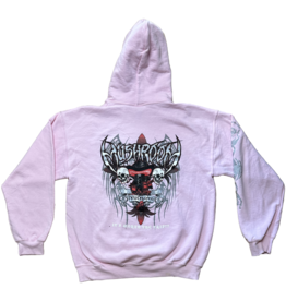 Mushroom Metal Logo Pullover Hoodie  Pink