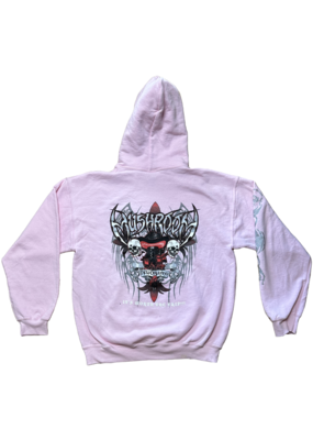 Mushroom Metal Logo Pullover Hoodie  Pink