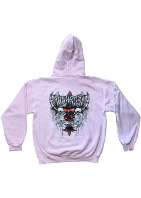 Mushroom Metal Logo Zip-Up Hoodie Pink