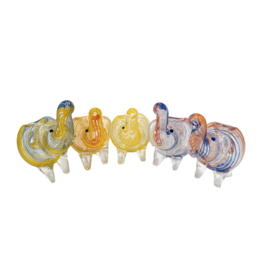 3" Multi Color Line Work Elephant Hand Pipe