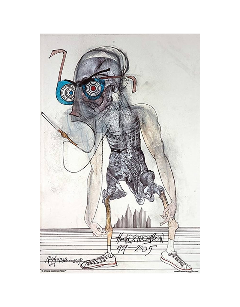 Ralph Steadman - Hunter S. Thompson Portrait Poster 24" x 36"